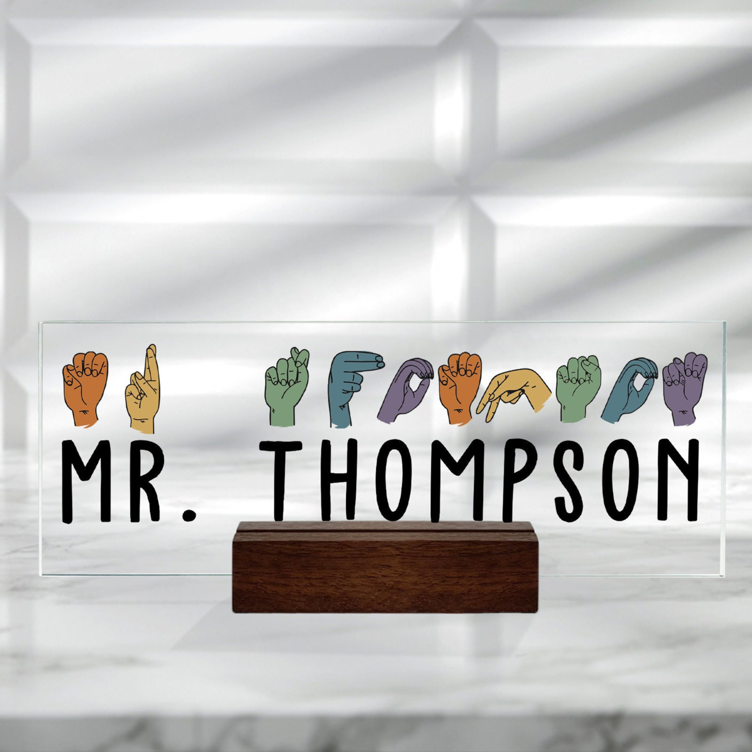 ASL Teacher Acrylic Plaque Name Sign, Sign Language Teacher Gifts, Personalized Teacher Sign, Sign Language Gift