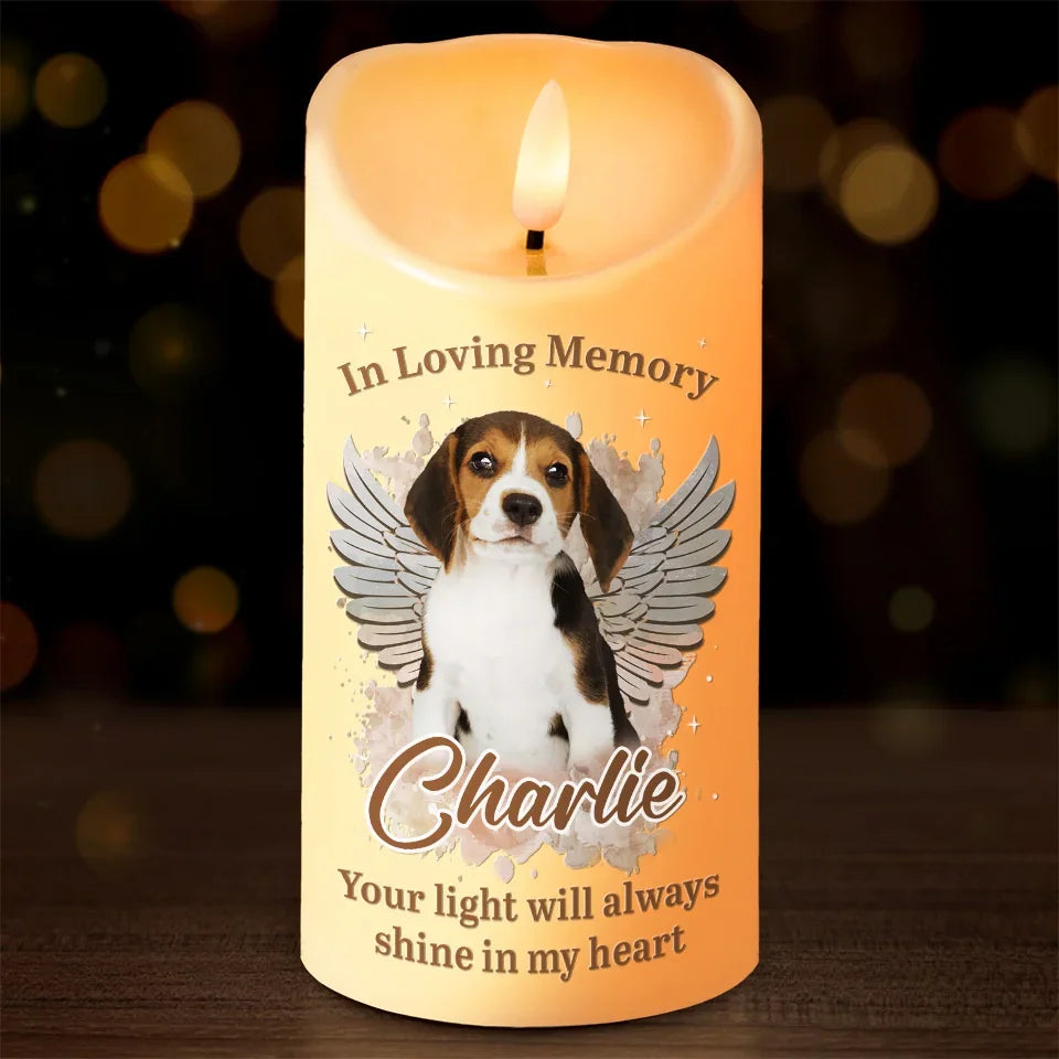 Custom Photo In Our Hearts, You Will Always Stay - Custom LED Flameless Candle - Sympathy Gift, Christmas Gift For Pet Owners, Pet Lovers