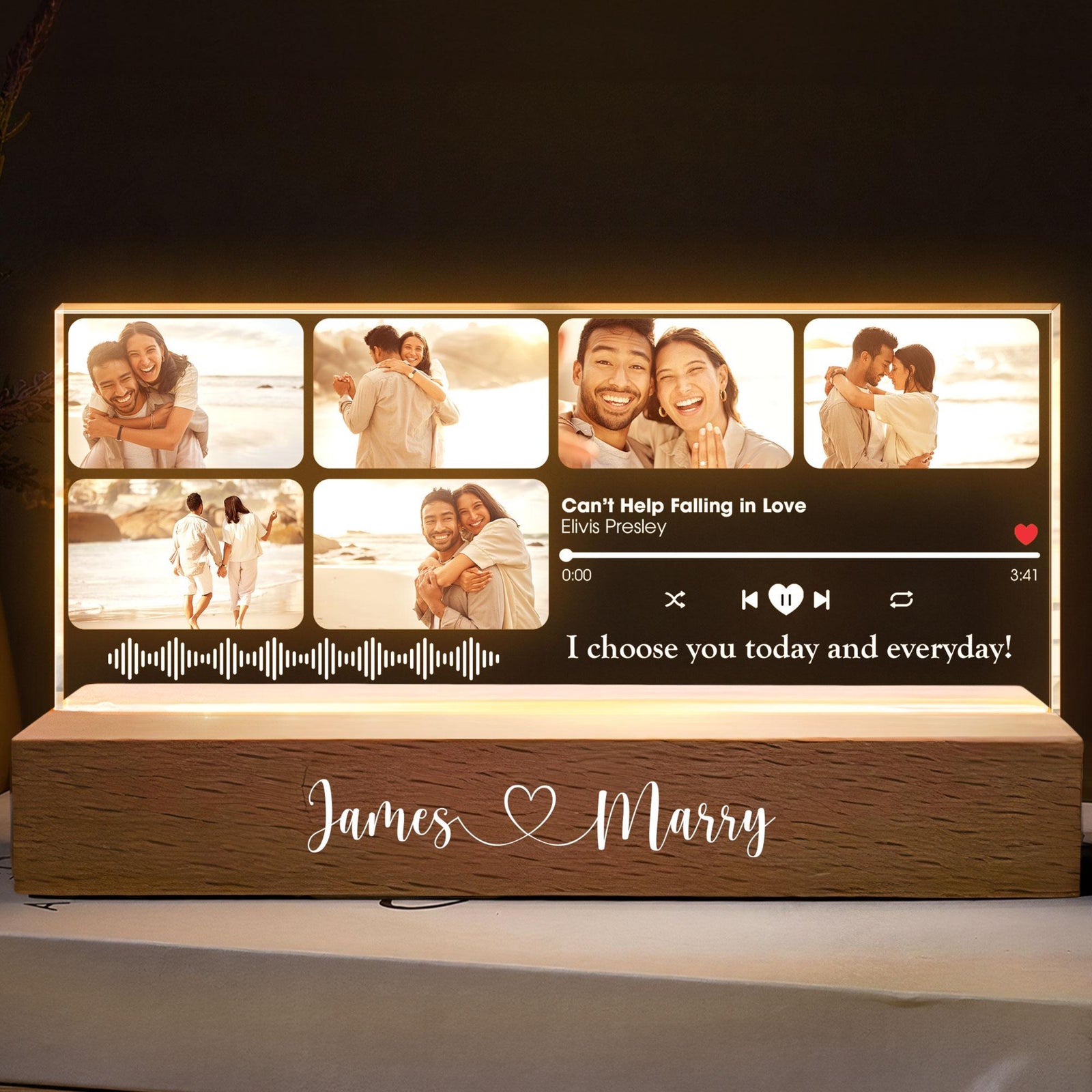 Personalized LED Night Light Couple Gifts, Custom Favorite Song, Husband Gifts from Wife, Anniversary Christmas Couples Gifts Decor
