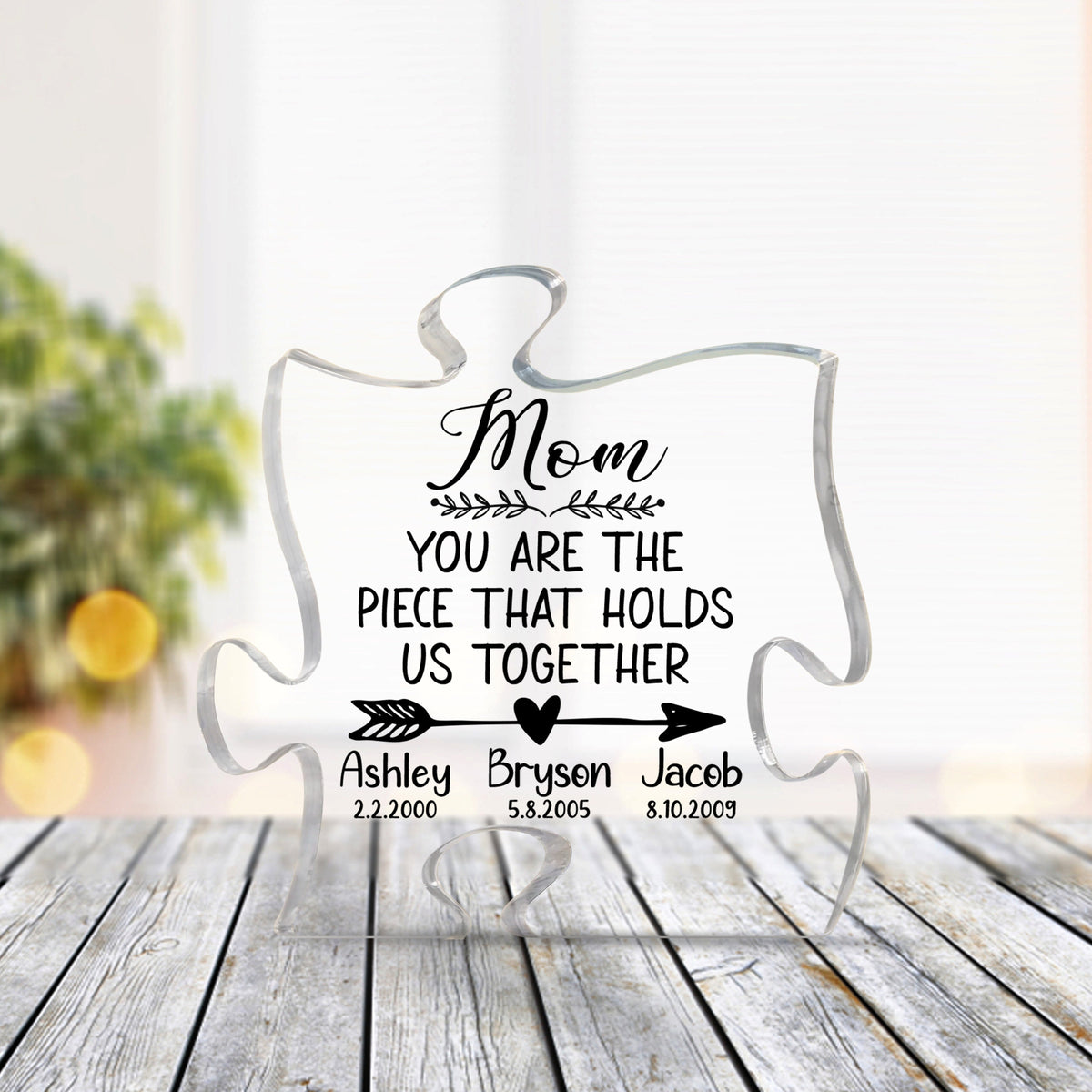 Personalized Acrylic Puzzle, You Are The Piece That Holds Us Together, Custom Kid Name, Mother's Day Gift, Unique Gift, Gift For Mom