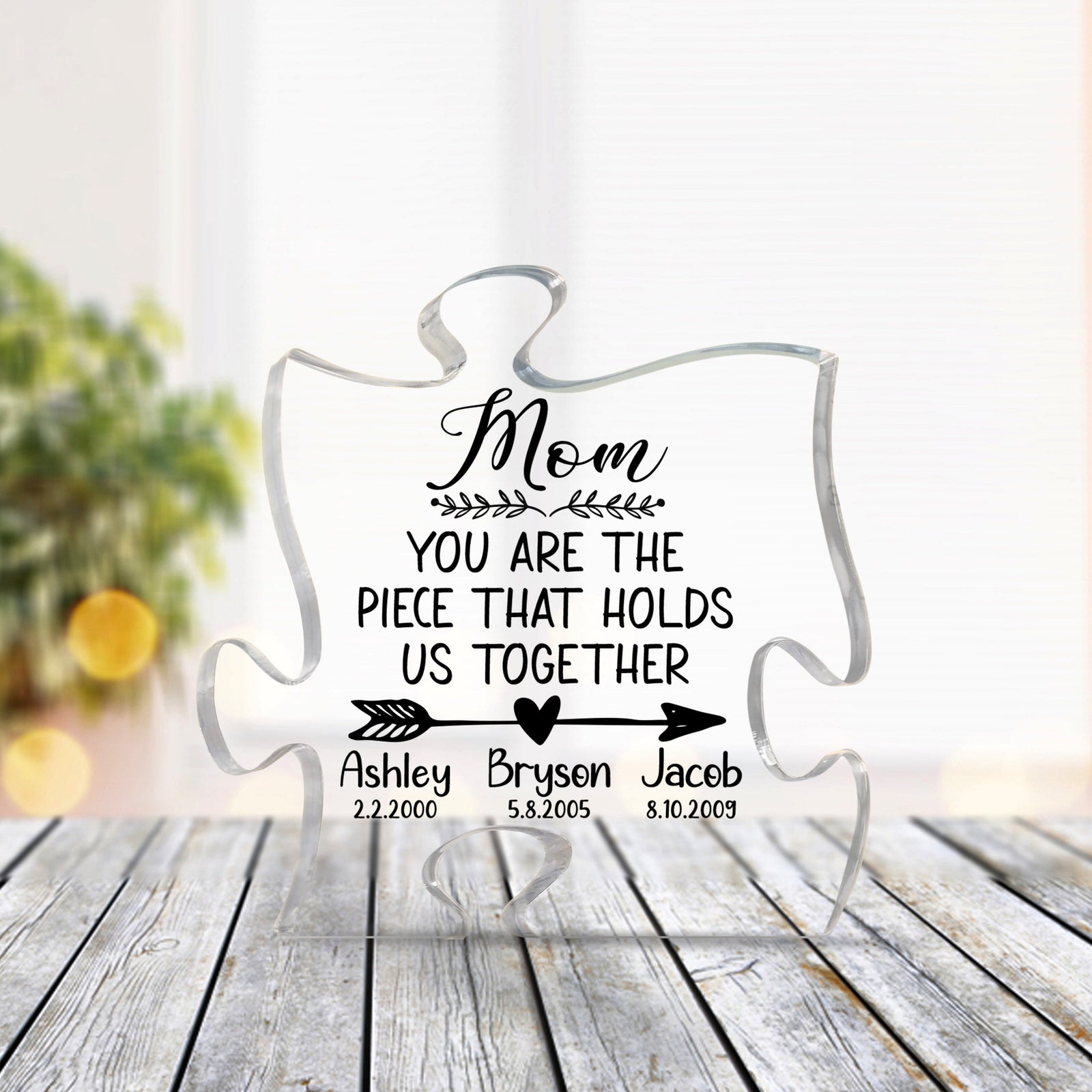 Personalized Acrylic Puzzle, You Are The Piece That Holds Us Together, Custom Kid Name, Mother's Day Gift, Unique Gift, Gift For Mom