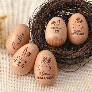 Personalized Wooden Easter Egg, Musical Wooden Easter Egg Shakers, Custom Easter Gift, Baby First Easter