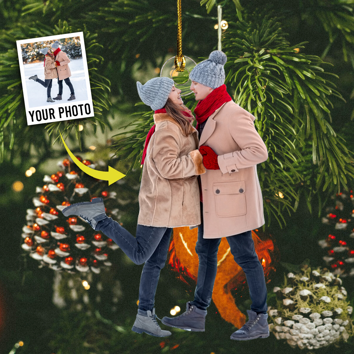 You And Me Custom Upload Photo - Personalized Shape Ornament - Christmas Gift For Couple