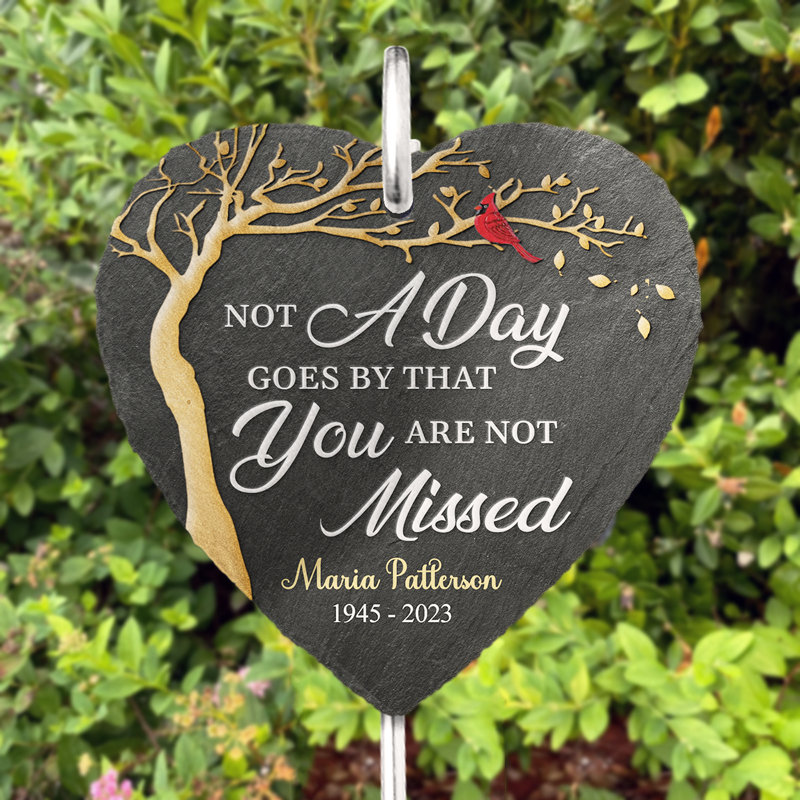 Not A Day Goes By That You Are Not Missed Red Cardinal - Personalized Garden Stake - Memorial Gift