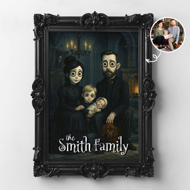 Custom Gothic Family Portrait from Photo - Personalized Canvas - Halloween Decor, Gift For Family