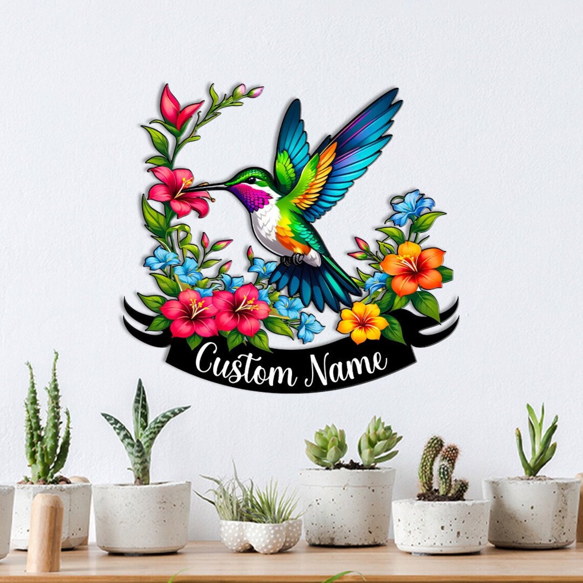 Custom Hummingbird Printed Metal Sign, Colorful Bird Garden Decor, Garden Metal Sign, Bird Lover Gift, Garden Wall Decor, Outdoor Decor