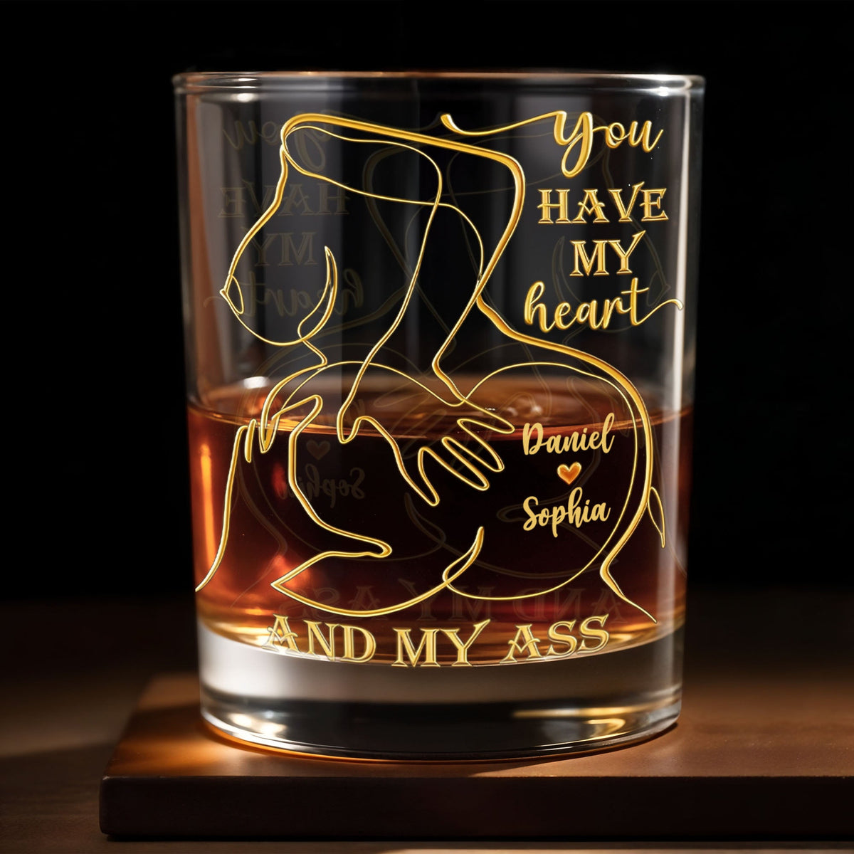 You Have My Heart - Personalized Whiskey Glass - Gift For Boyfriend, Husband, Valentine's Day Gift