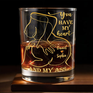 You Have My Heart - Personalized Whiskey Glass - Gift For Boyfriend, Husband, Valentine's Day Gift