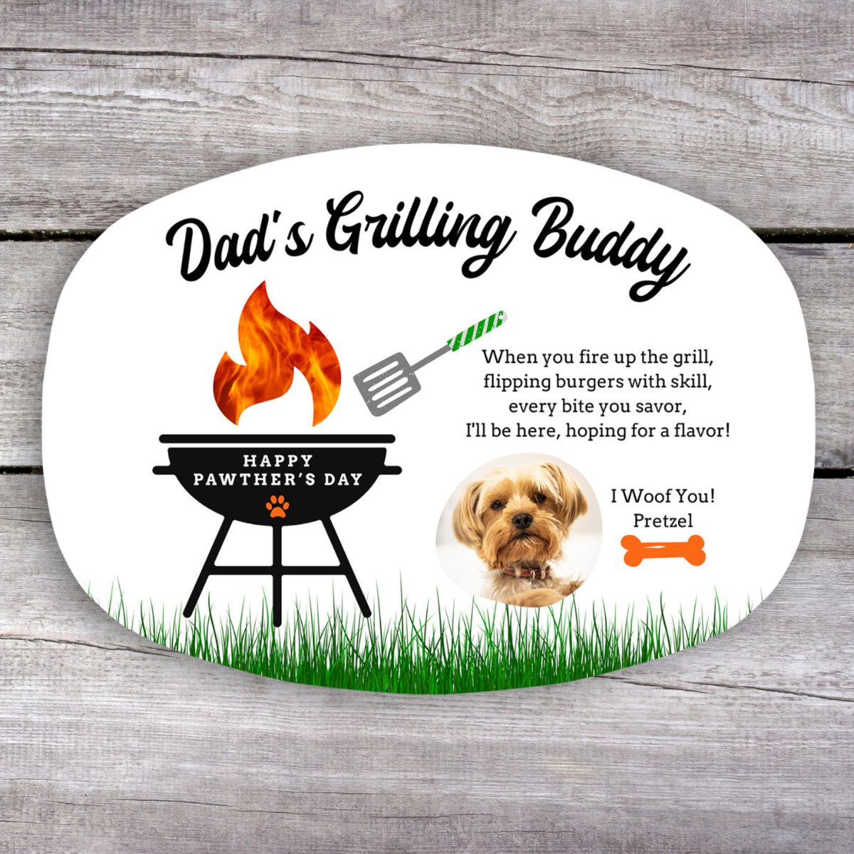 I'll Be Here Hoping For A Flavor, Dog Dad Gift, Personalized Grilling Plate, Pawthers Day, Father's Day from Dog, Grill Gifts