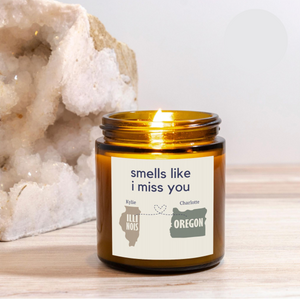 Smells Like I Miss You Candle Cup, Long Distance Gift, Custom Best Friends Moving Far Away Gift, Thinking Of You Gift