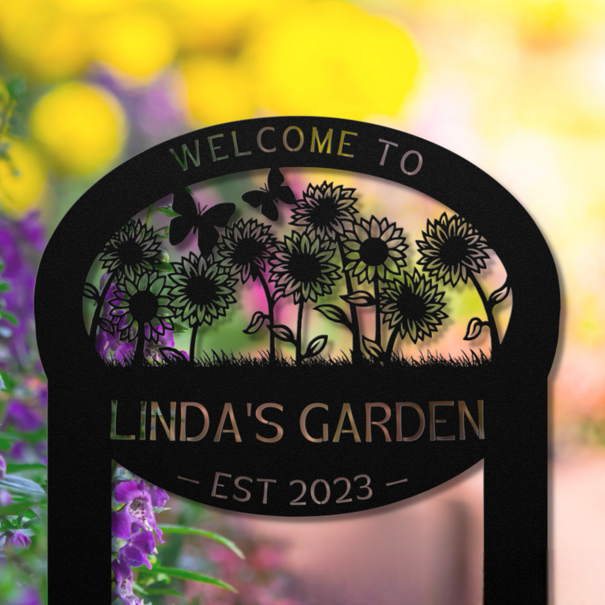 Personalized Metal Garden Sign with Stake, Custom Outdoor Decor, Welcome To Garden