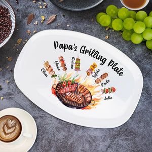 Personalized Daddy's Grilling Plate with Kids Names, Father s Day Gifts, Custom BBQ Grilling, Grill Plate Gift From Kids, Gifts for Grandpa