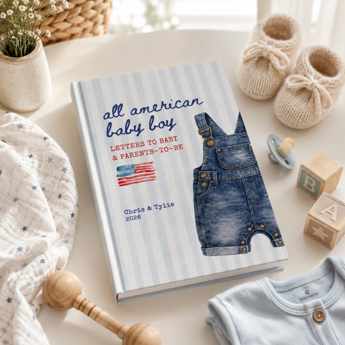 All American Baby Boy Shower Guestbook, Custom USA Baby Sprinkle Notebook, Letters to Baby Patriotic American Baby Shower Book