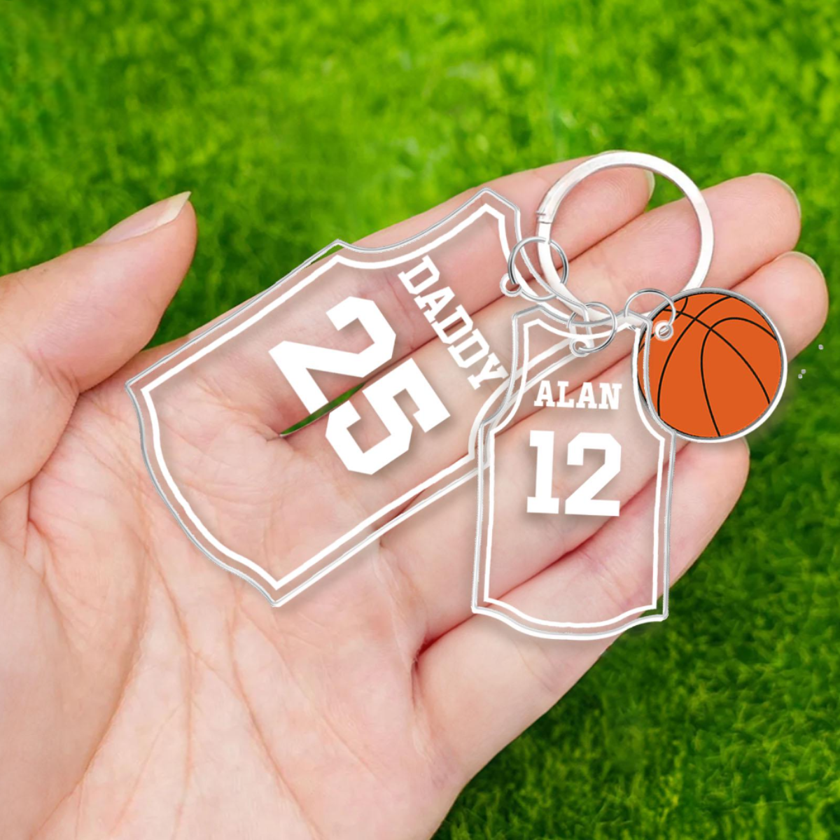 Daddy Basketball Team Keychain Gift, Father's Day Gift from Son Daughter, Personalized Keychain with Kid Names, Gift for Husband, Dad Gift
