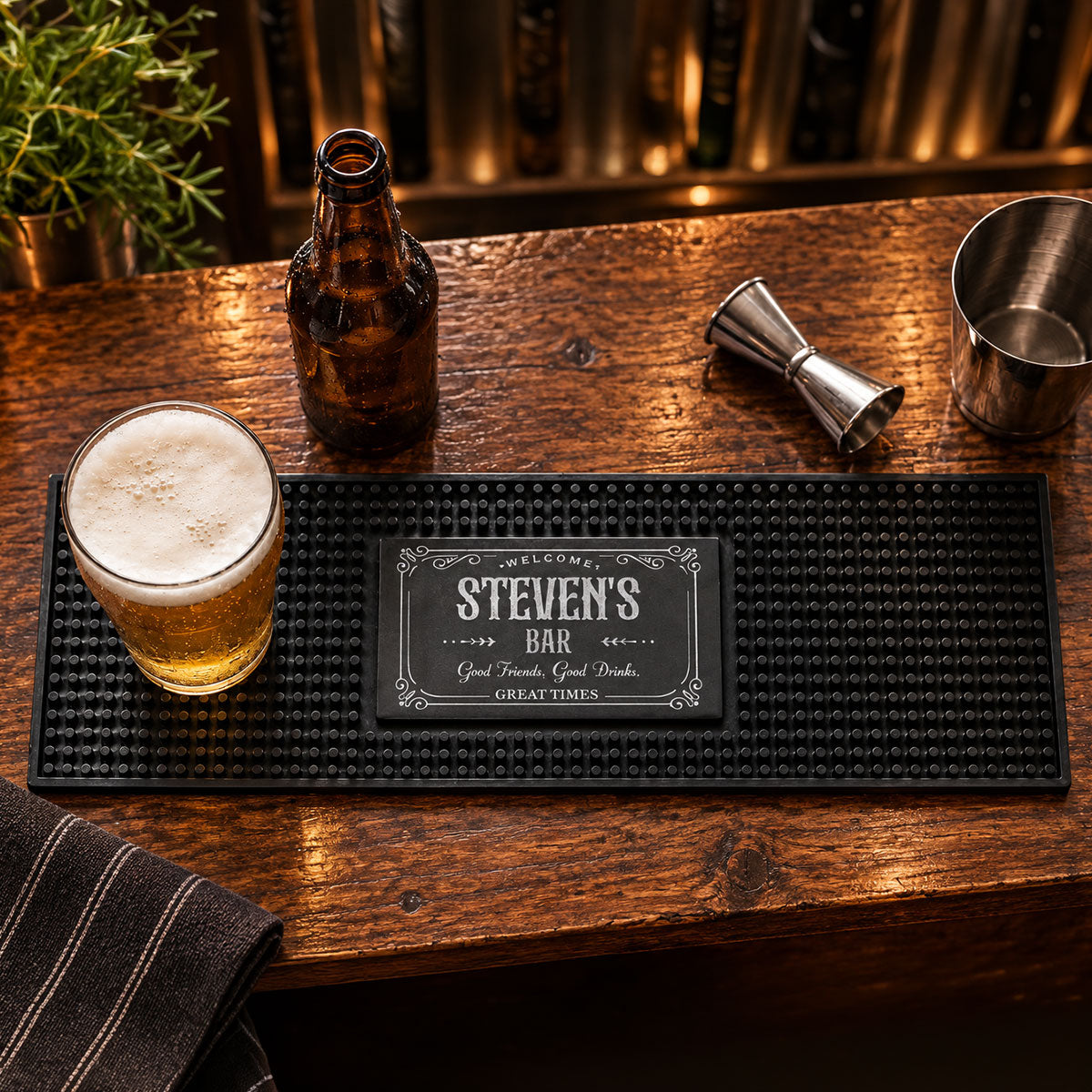 Home Bar Pub Accessories Art,Rubber Bartender Mat - Personalized Bar Mat