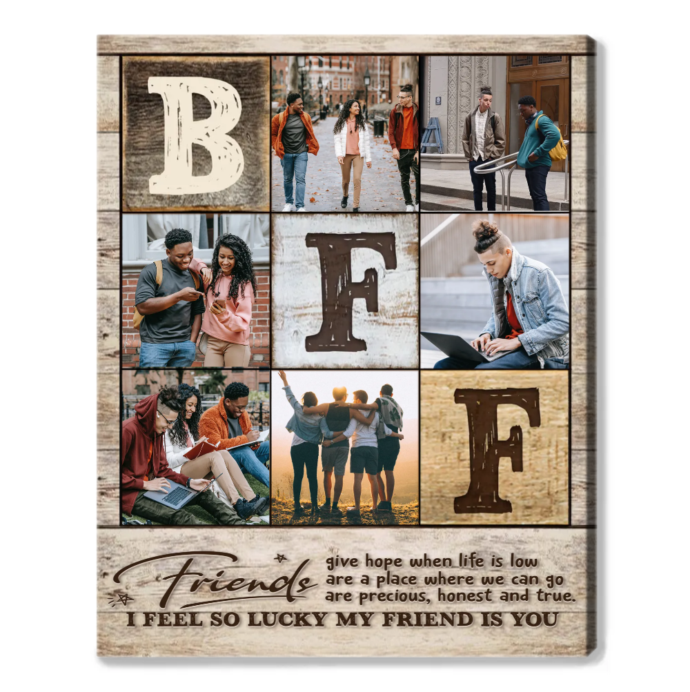 Best Friend Photo Collage Canvas, Unique Best Friend Gifts, Personalized Birthday Gifts for Best Friend