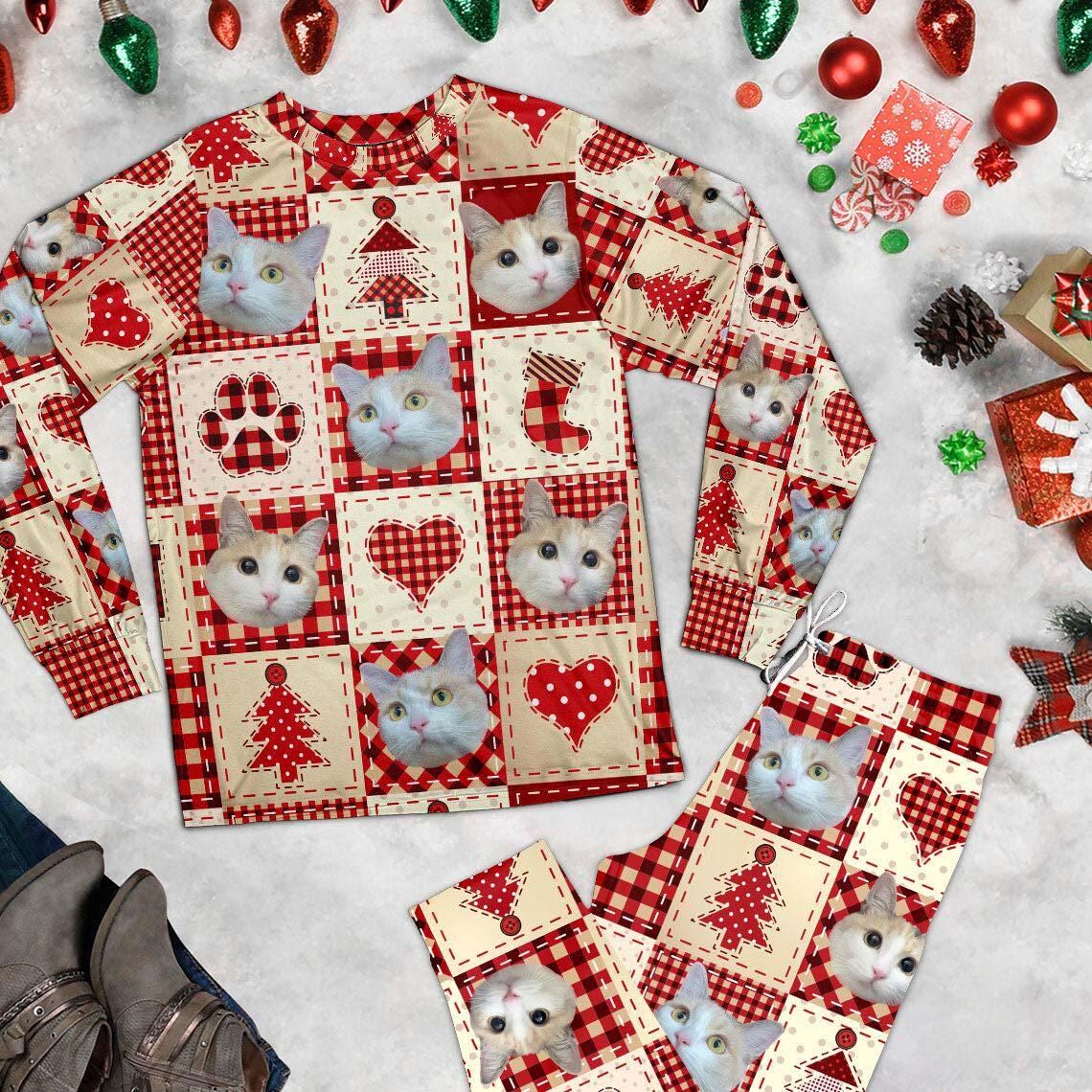 Christmas Ugly Pet Pajamas, Custom Photo Pant, Personalized Photo Pajama Set, Birthday Gift, Family Matching Pyjamas, Gift for Kids Adult