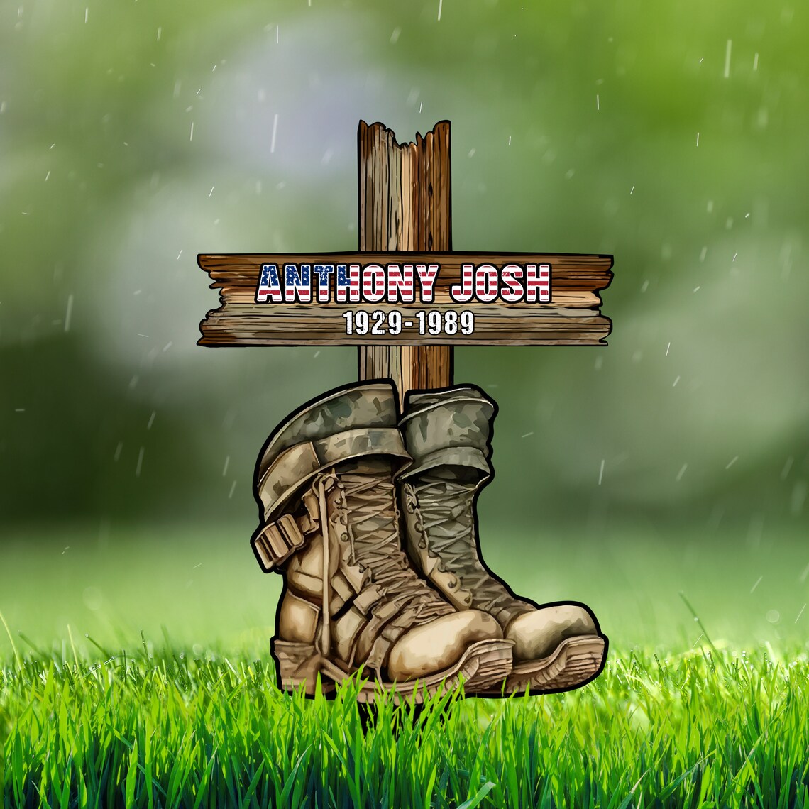 Veteran Grave Marker Personalized, USA Army Metal Plaque, US Military Sympathy Gifts, Outdoor Grave Marker, Veteran Memorial Plaque