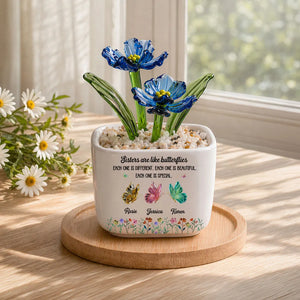 Besties Are Like Butterflies - Personalized Mini Glass Flower Pot - Gift For Sisters, Besties