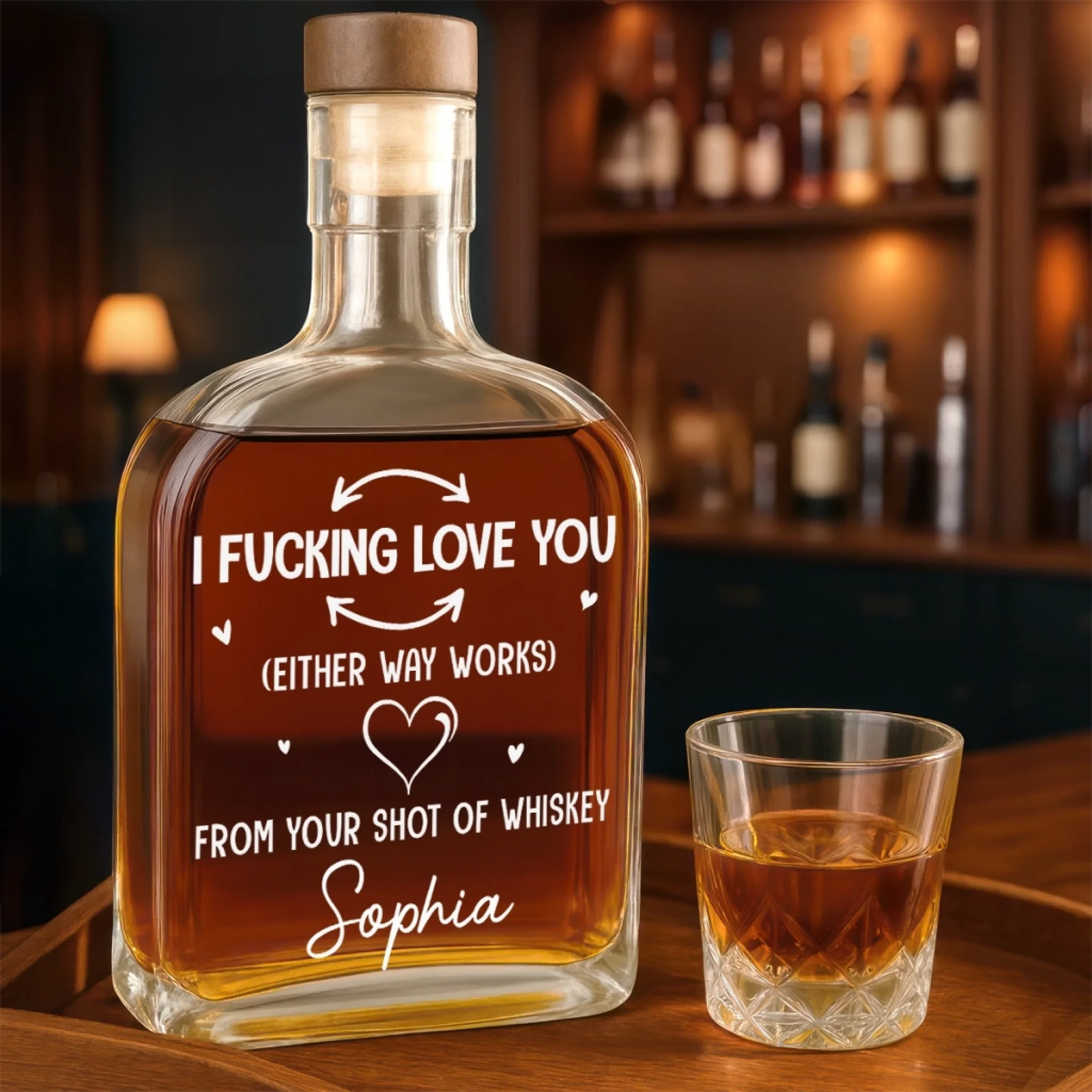 Your Shot Of Whiskey Loves You - Personalized Whiskey Bottle - Anniversary Gift, Valentine's Day Gift For Couple