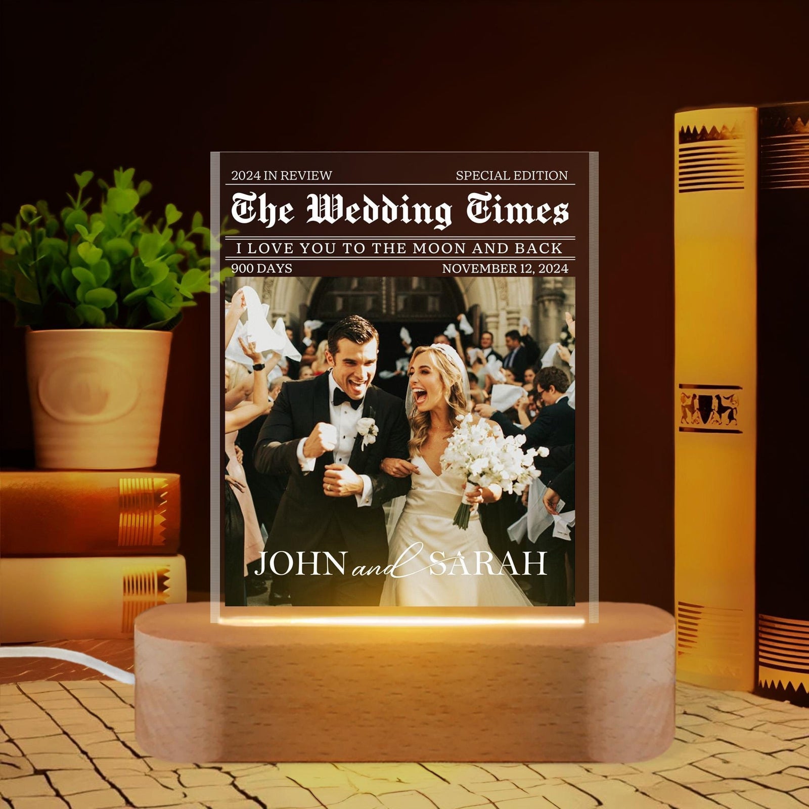 The Wedding Times, Personalized Couple LED Night Light, Custom Photo Night Light, Anniversary Gift for Couple, Wedding Gift, Gift for Her