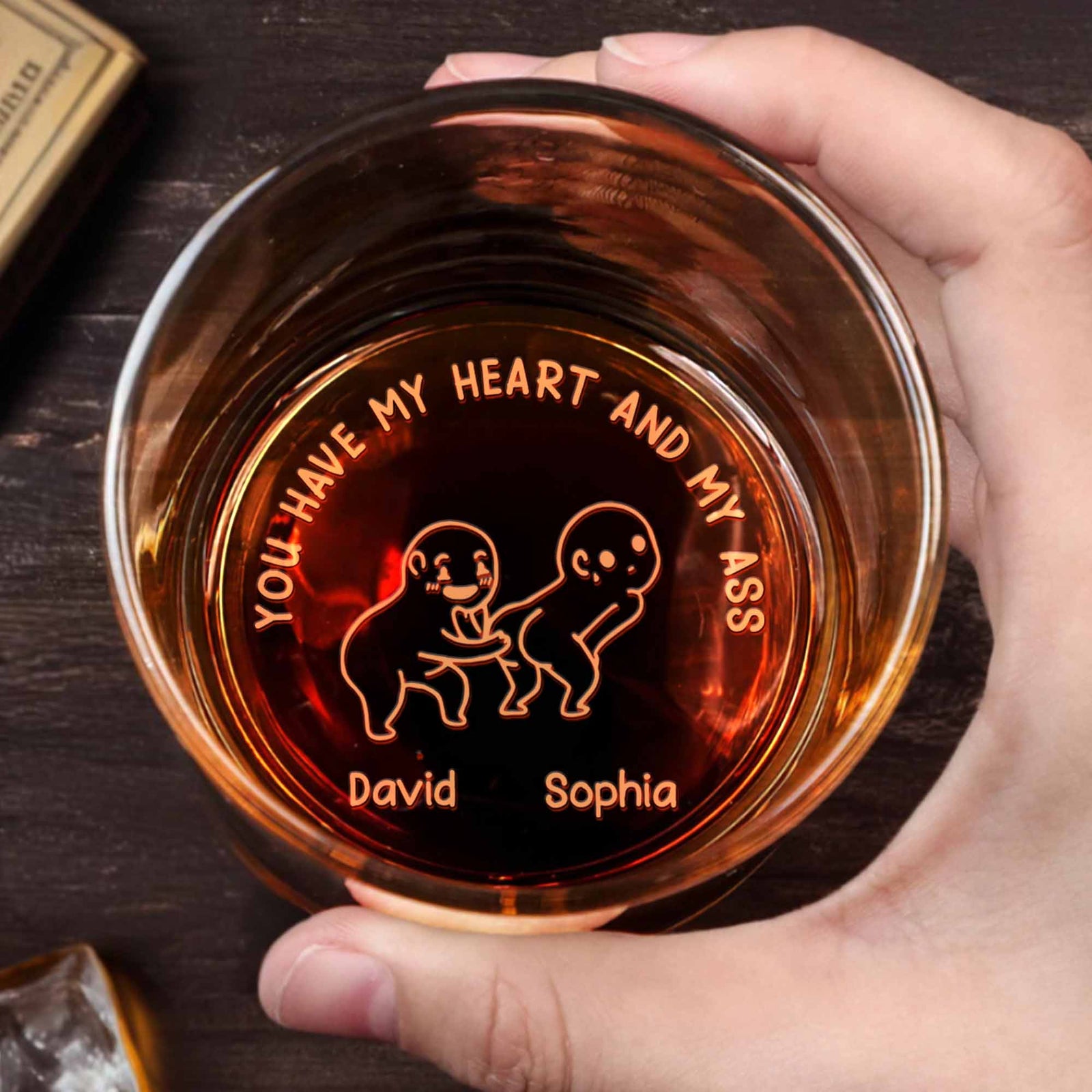 You Have My Heart Funny Couple, Personalized Whiskey Glass, Valentine's Day Gift