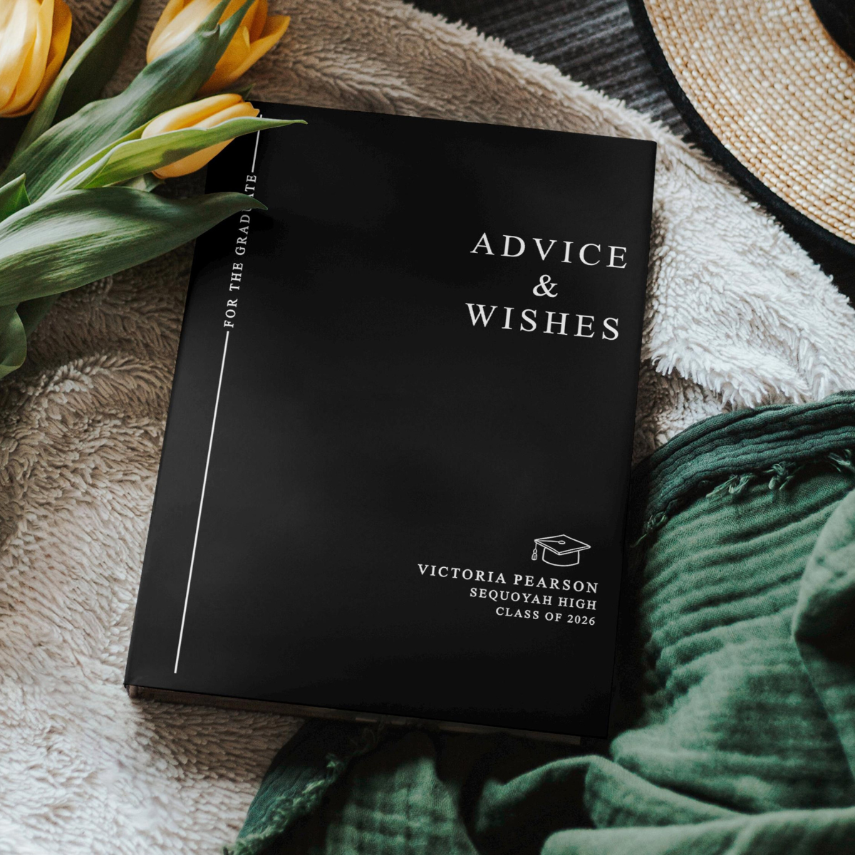 Advice & Wishes Graduation Book - Class of 2026 - Personalized Graduate Guest Book - His or Her Memory Keepsake