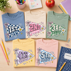 Grade Level Teacher Shirt, 1st 2nd 3rd 4th 5th Grade Pennant Tee, Back To School Shirt, Cute Elementary Teacher Gift