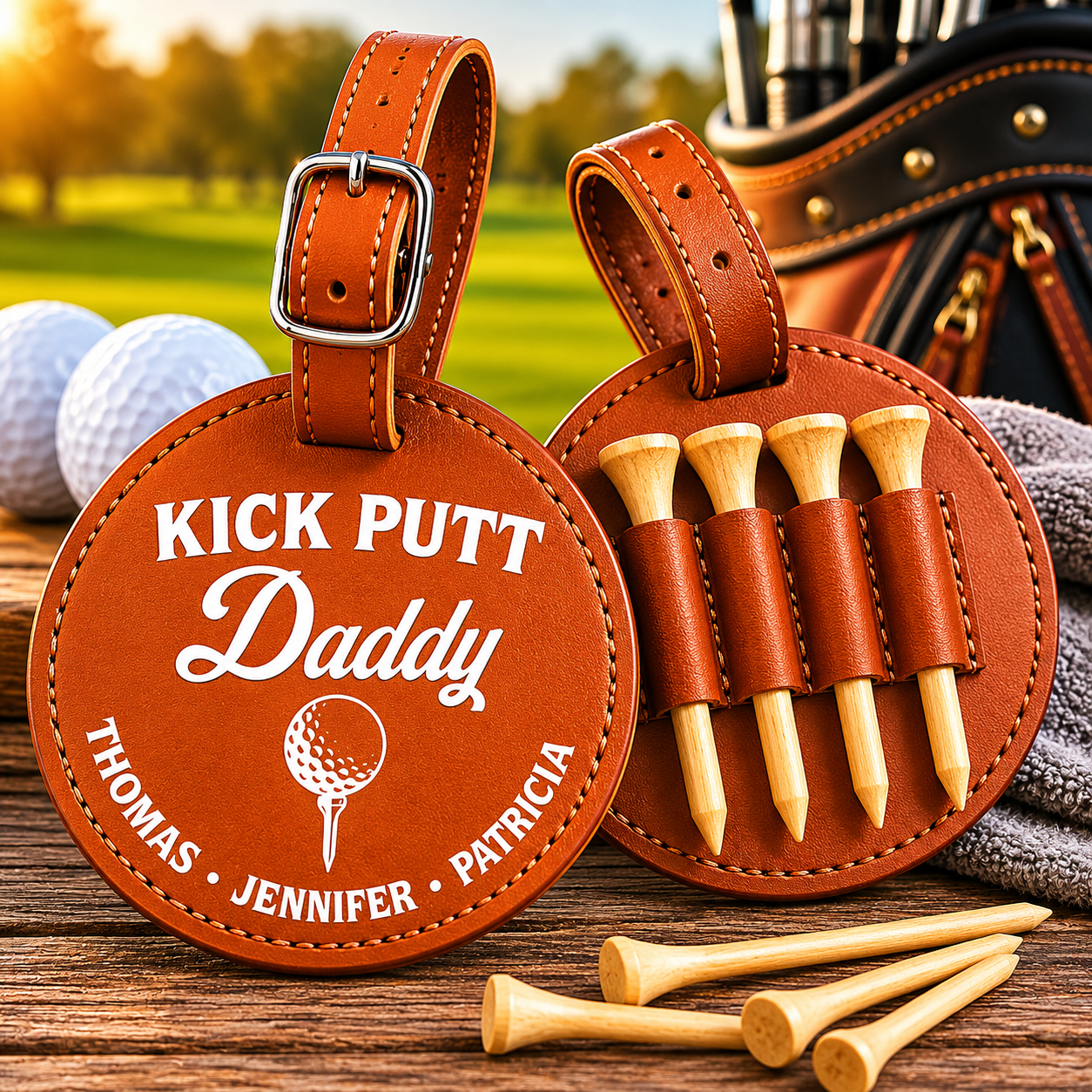 Kick Putt Dad - Personalized Golf Tee Bag - Gift For Golf dad, Gift For Father, Grandfather, Father's Day Gift