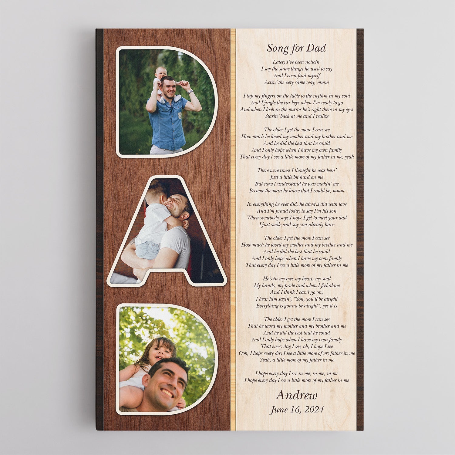Dad Letter Custom Photo - Personalized Canvas - Gift For Father, Birthday, Father's Day Gift