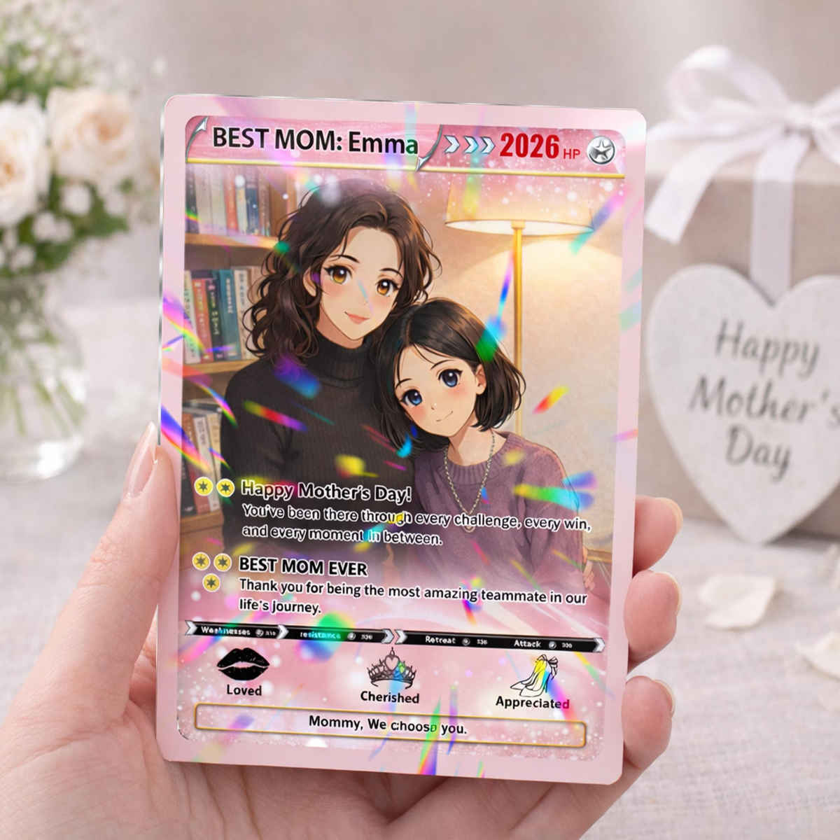 Custom Mother's Day PKM Card Personalized Gamer Mom Gift, PKM-Inspired Keepsake Card, Photo Card for Mom, Gift for Geeky Moms
