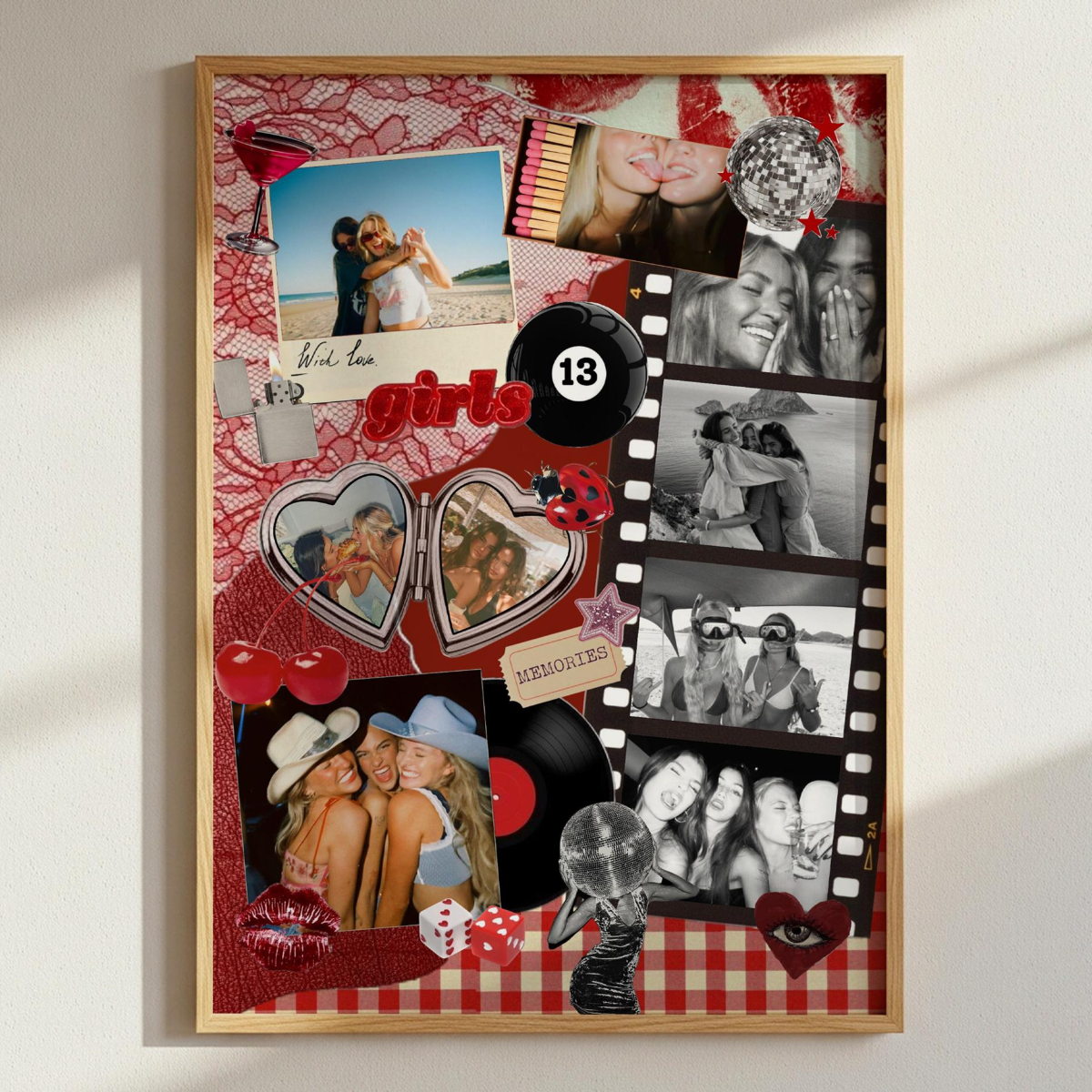 Best Friend Matchbook Collage Poster Canvas, Personalized Bestie Gift, Custom Friendship Photo Birthday Present