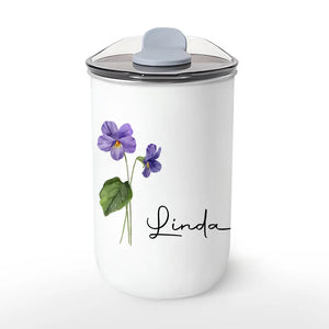 Personalized Wild Violet Floral Tumbler, Custom Name Insulated Drink Cup, Gift For Her