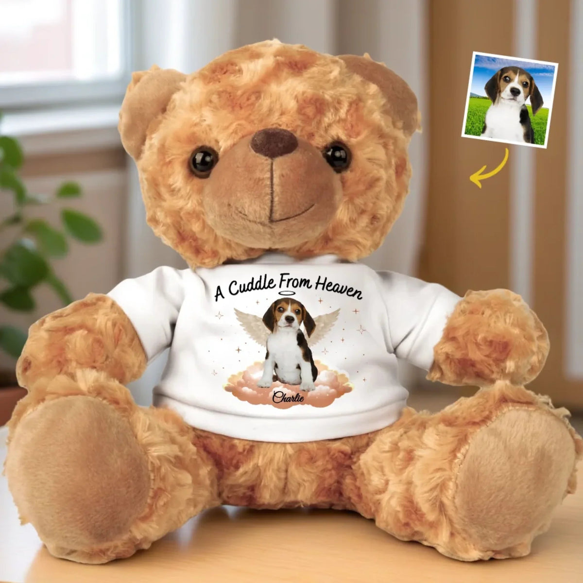 A Cuddle From Heaven Pet Memorial - Personalized Teddy Bear Plush - Memorial Gift For Pet Owner