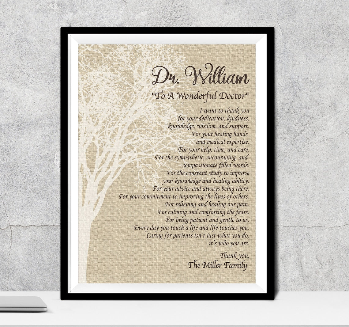 Doctor Gift, A Wonderful Doctor Poem A Truly Great Doctor Appreciation Gift Doctor Thank You Doctor Doctors Day Physician Gratitude Medical