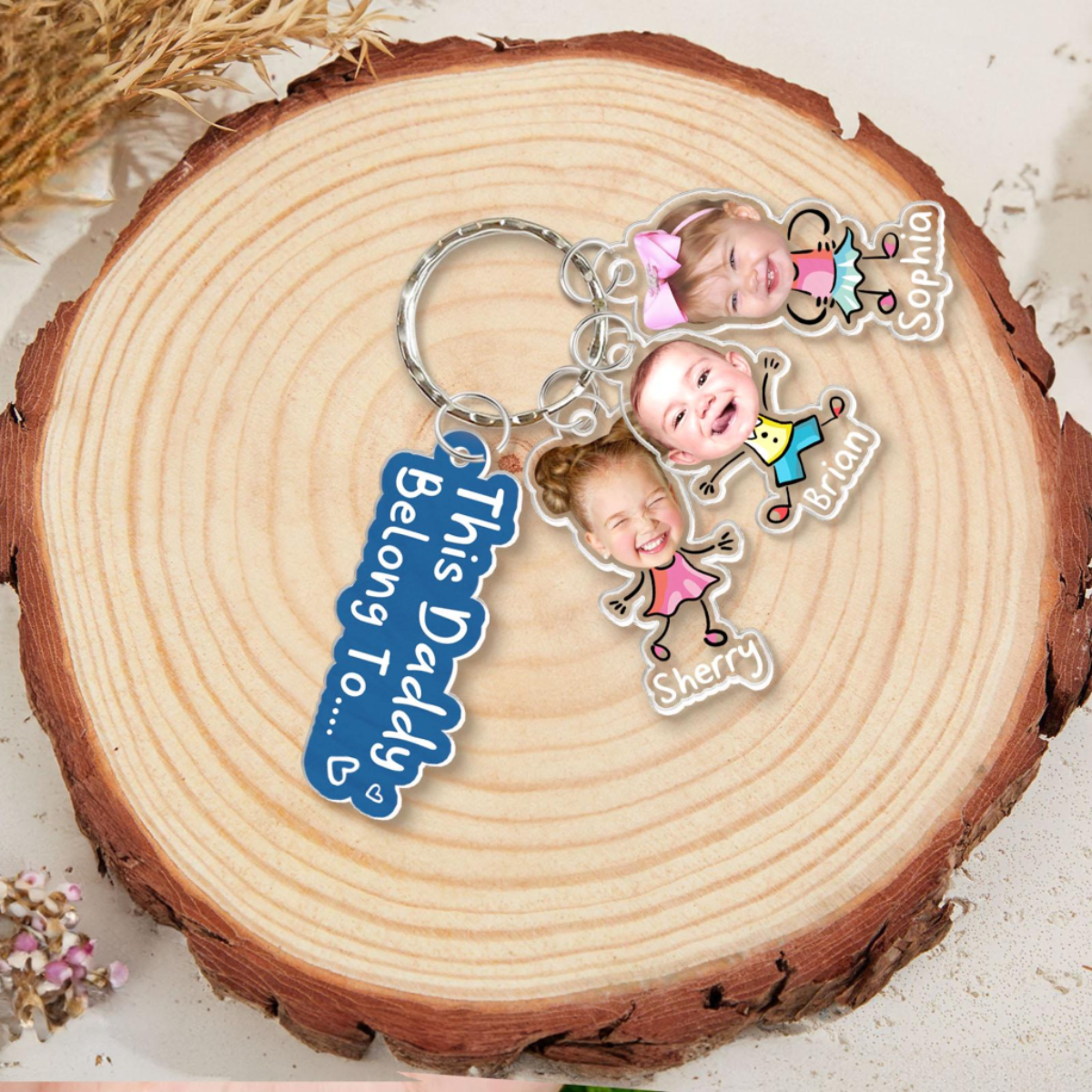 Custom Daddy Keychain With Photo Charm, Father's Day Gift for Dad, Custom Baby Face Keychain, Gift From Kids Son, Funny Baby Photo Keychain