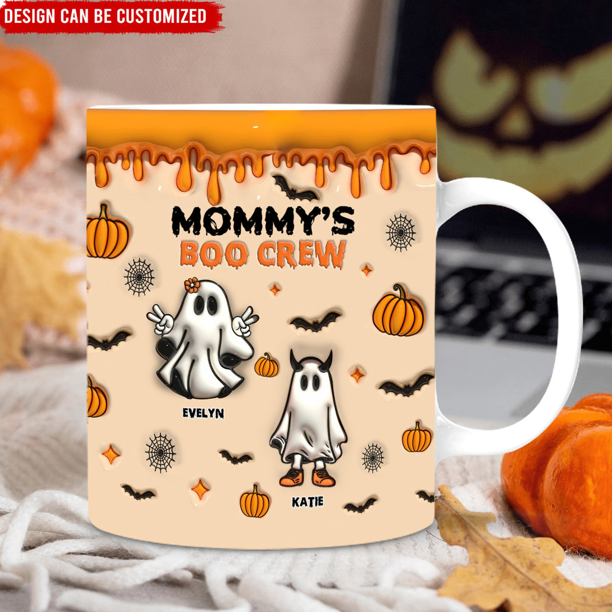 Spooky Boo Crew - Personalized 3D Inflated Effect Printed Mug - Halloween Gift For Family