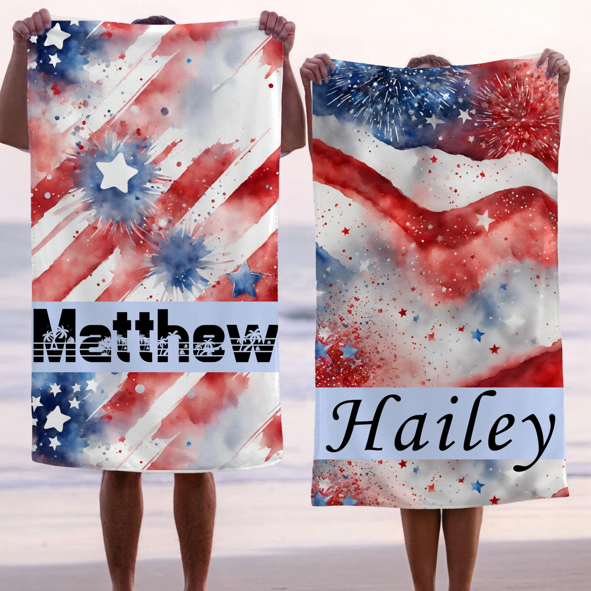 Patriotic Beach Towel, Custom American Flag Gift, Patriotic Gifts For Beach Travel, 4th Of July Celebration