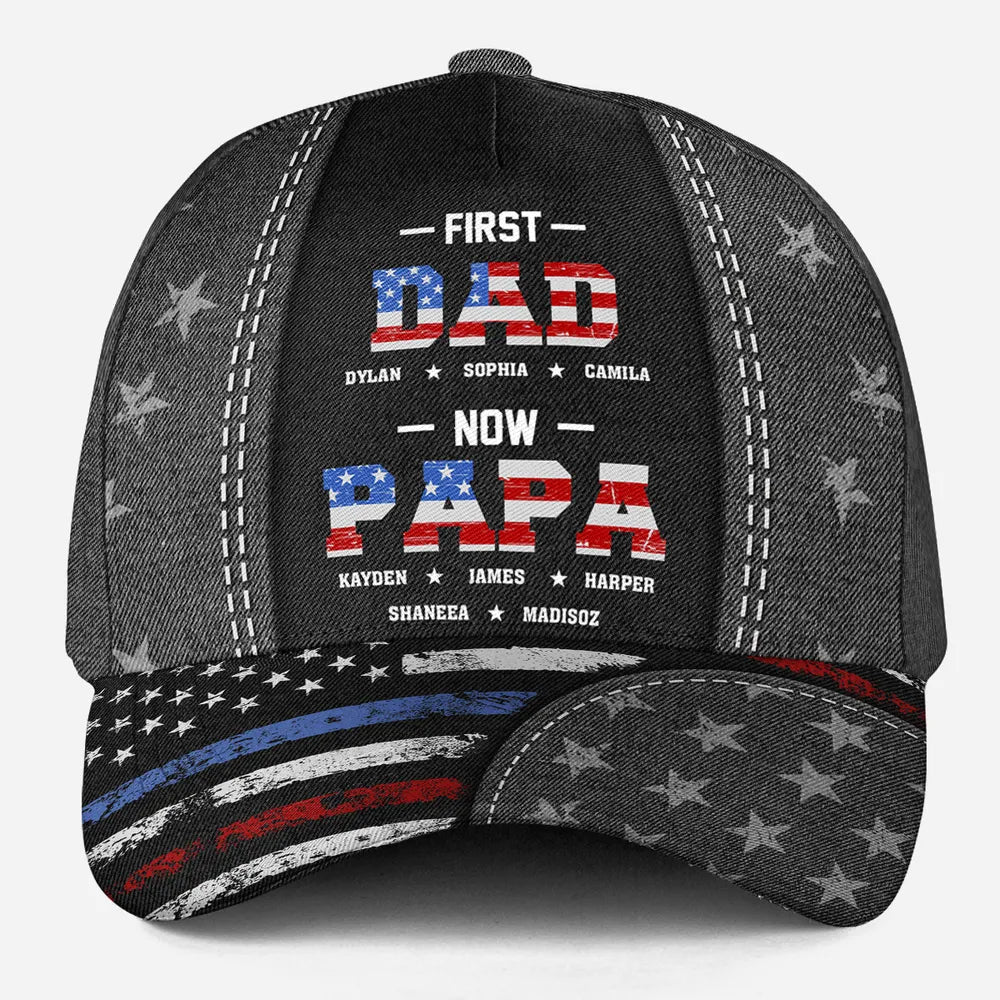 First American Dad Now American Papa - Personalized Classic Cap - Gift For Dad, Father's Day, Birthday Gift
