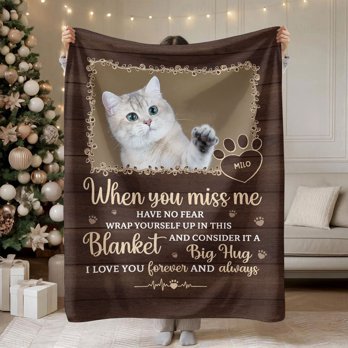 Custom Photo A Big Hug From Me - Memorial Personalized Custom Blanket - Sympathy Gift For Pet Owners, Pet Lovers