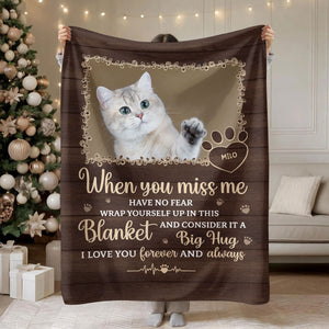 Custom Photo A Big Hug From Me - Memorial Personalized Custom Blanket - Sympathy Gift For Pet Owners, Pet Lovers