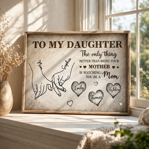 To My Daughter Mom And Daughter Holding Hands Custom Kids Names - Personalized Canvas - Mother's Day Gift For Daughter