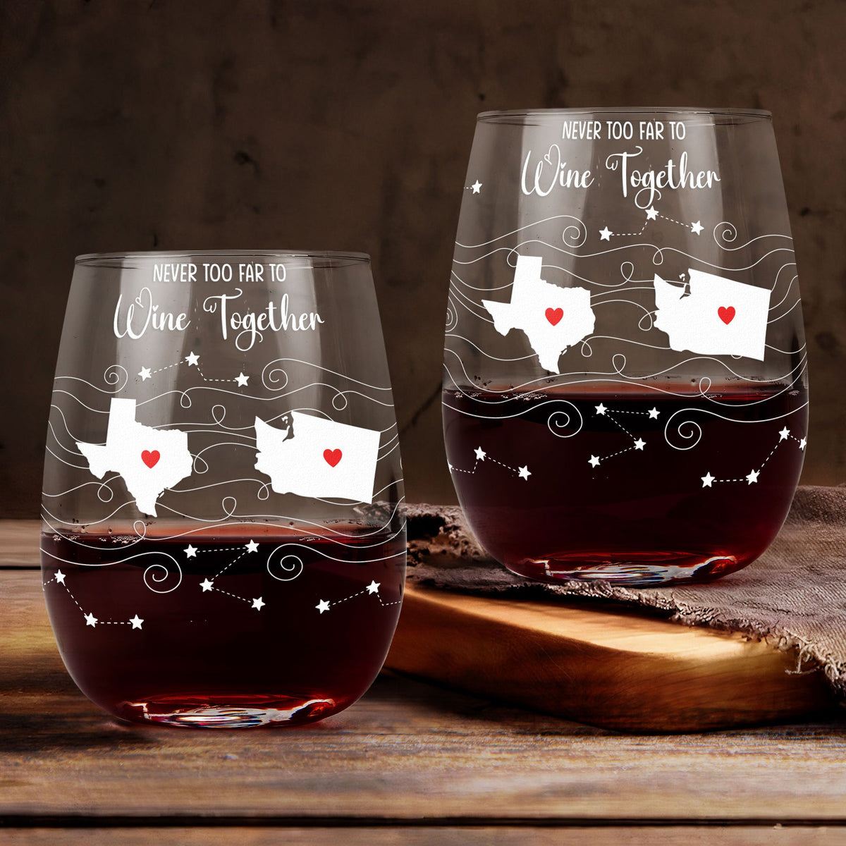 Long Distance Family Friends Siblings Daughter - Custom Wine Glass - Gift For Family, Friends, Siblings, Son, Daughter