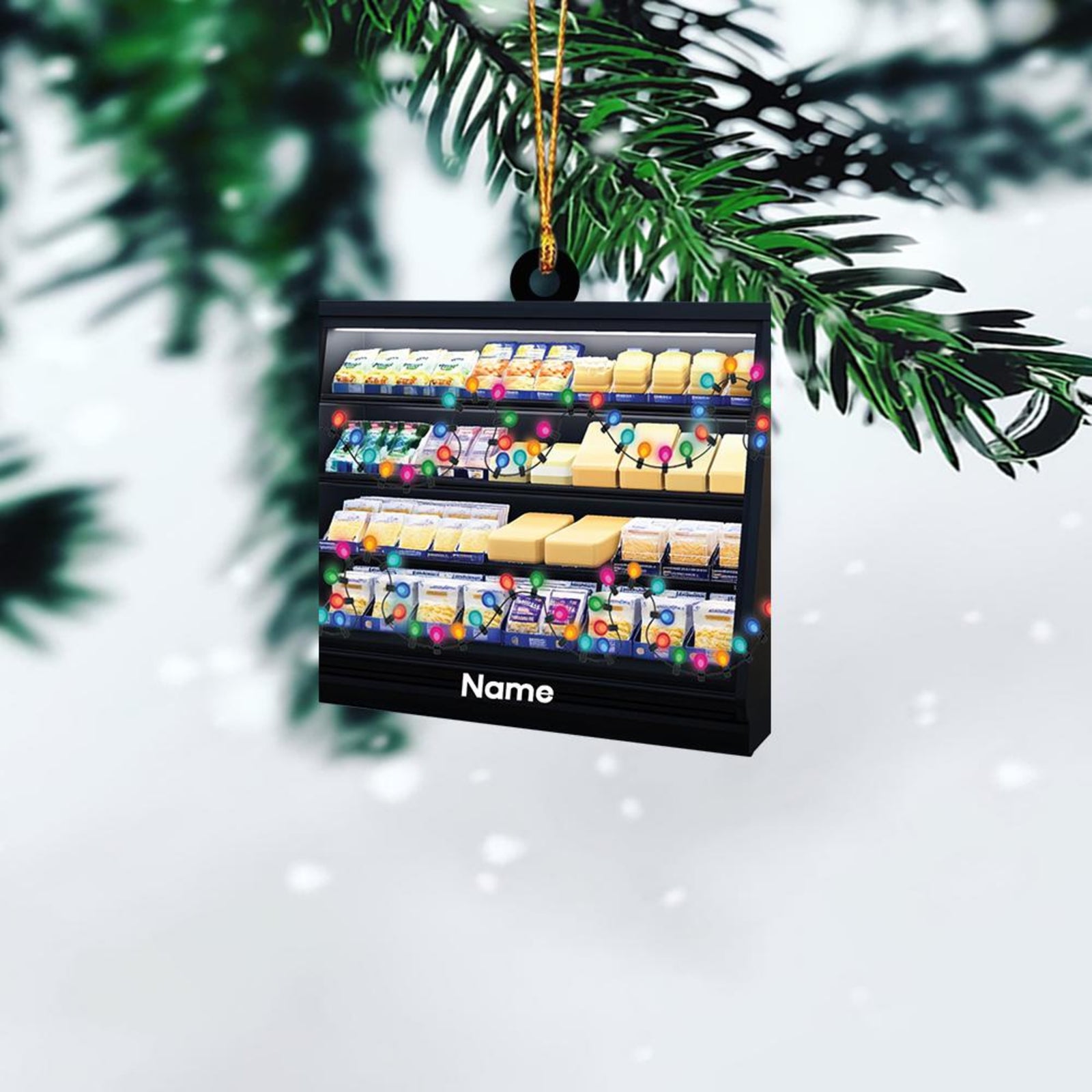 Personalized Cheese Fridge Christmas Ornament, Cheese Christmas Ornament, Chef Ornament, Cheese Lovers Gift, Cooking Ornament