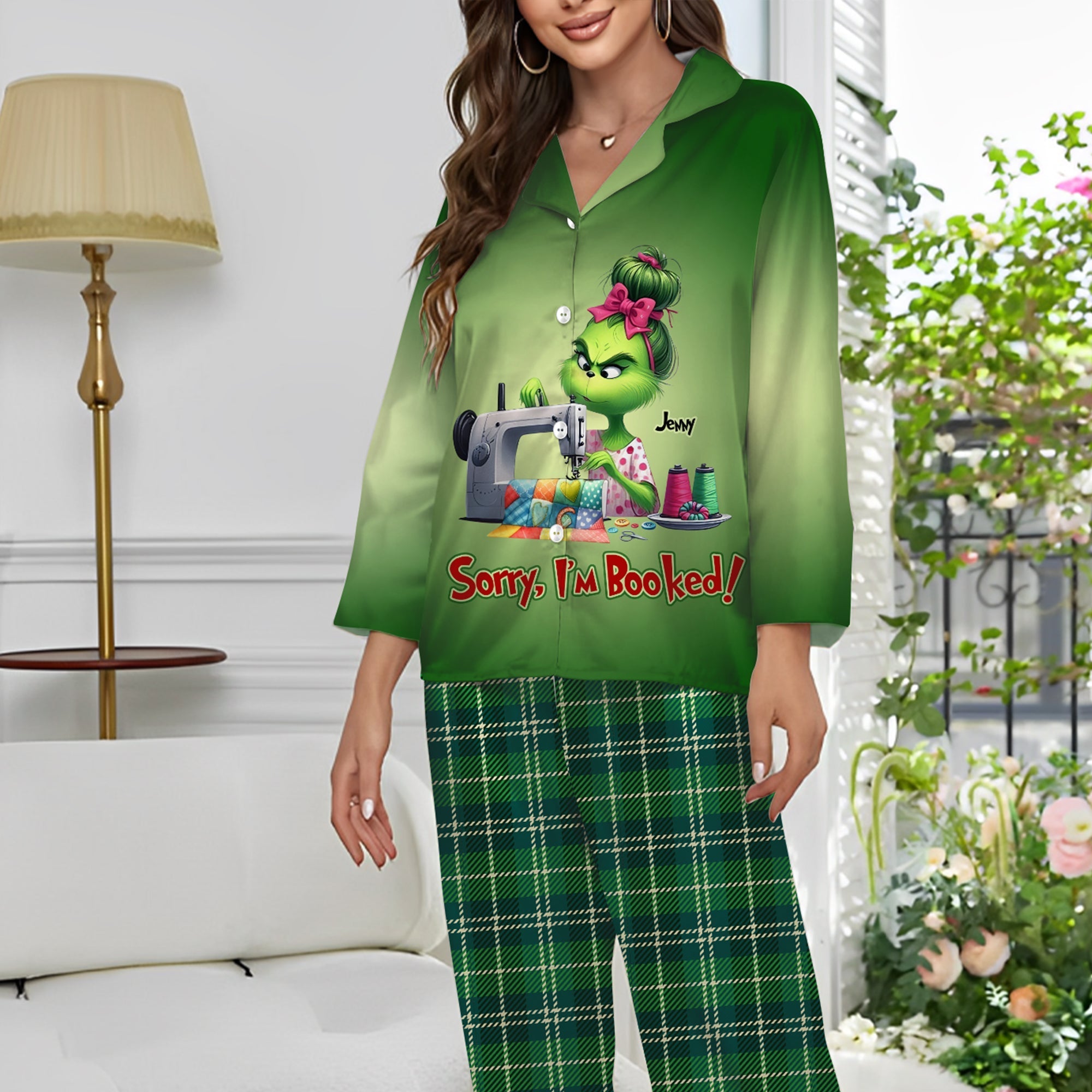 Sorry I'm Booked Busy Sewing Girl Pajamas Set, Christmas Gift For Girls