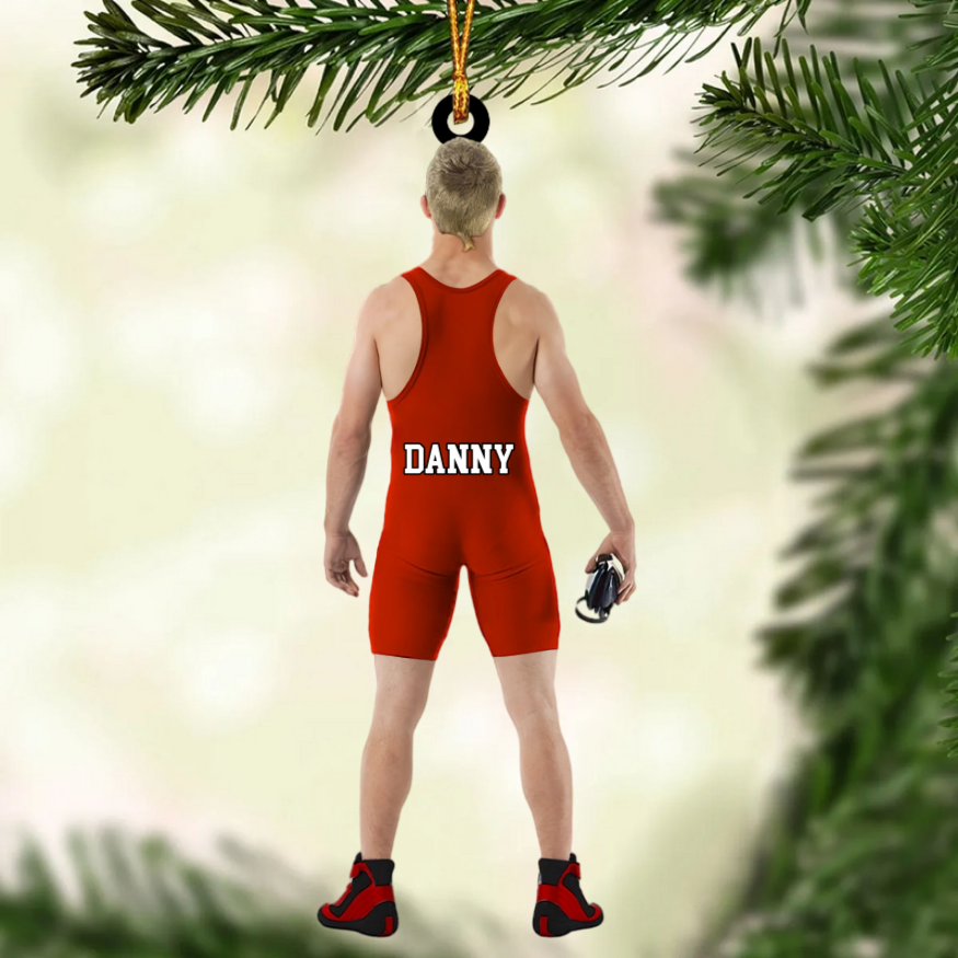 Personalized Wrestler Christmas Acrylic Ornament, Wrestling Ornament For Wrestler Lovers