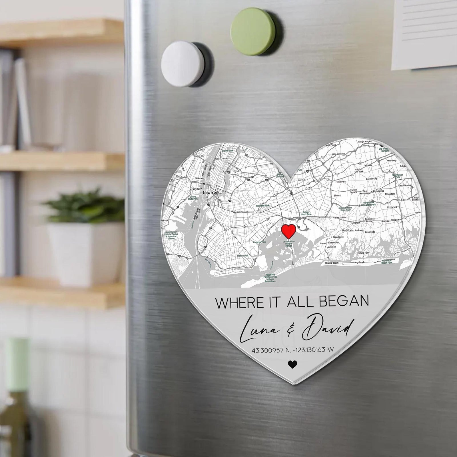 Personalized Anniversary Gift, Custom Location Map Fridge Magnet, Where We Met Map Magnet, Gift For Him, Newly Engaged Gift, Couples Gift