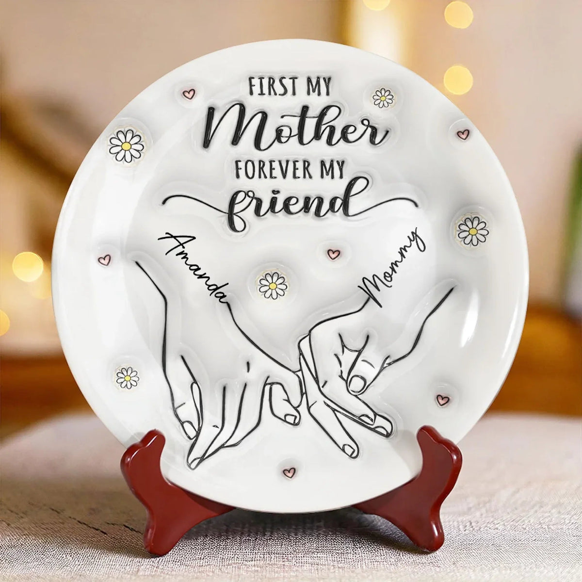 First My Mother Forever My Friend - Personalized Ceramic Plate - Mother's Day, Gift For Mom