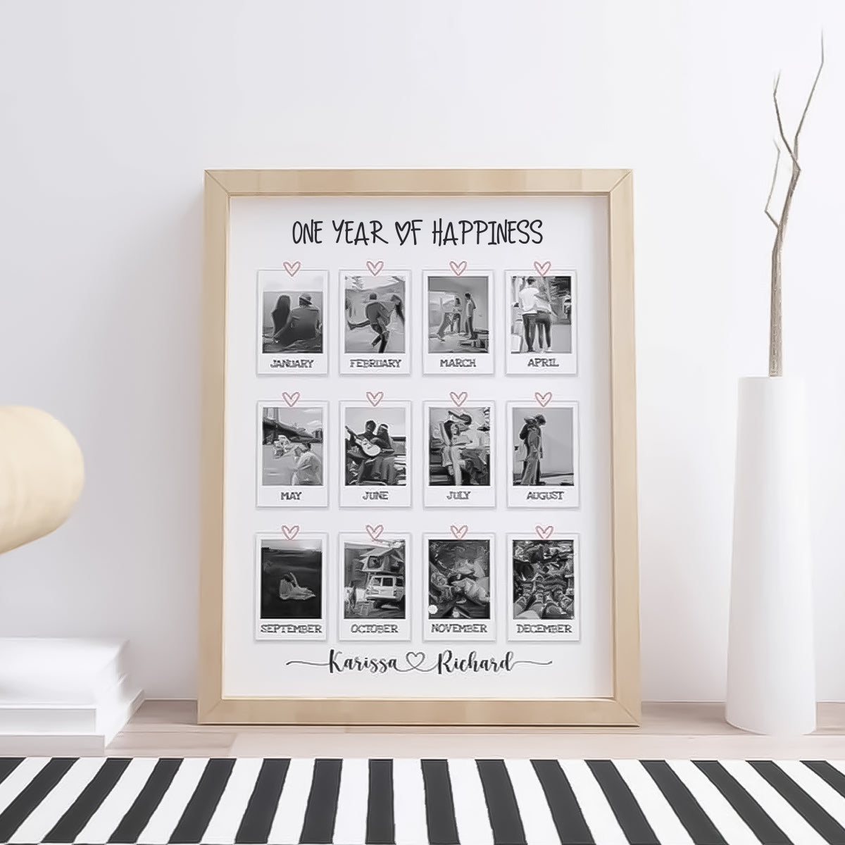 Personalized one year anniversary gift for couple, Custom photo collage gift for couple, Wedding anniversary gift for couple