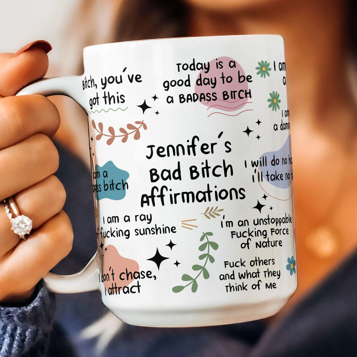 Bad Btch Affirmations Funny Mug For Coworkers, Friends, Self Gift, Daily Reminder Cup, Positive Vibes Mug